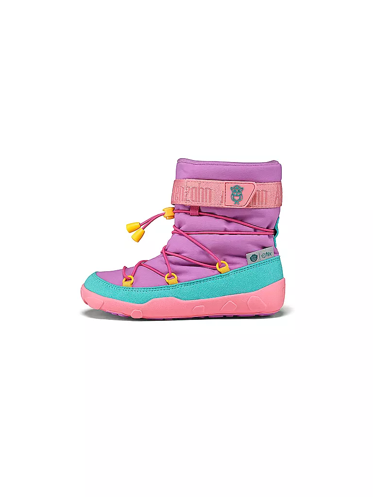 AFFENZAHN Kinder Winterstiefel  VEGAN SNOWY Eule lila