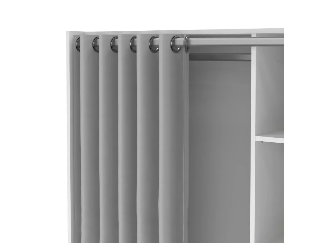 Grande Garde-robe Dseverin, Meubles de chambre, Penderie de plain-pied, Placard à vêtements, 105x48 h180 cm, Blanc et gris
