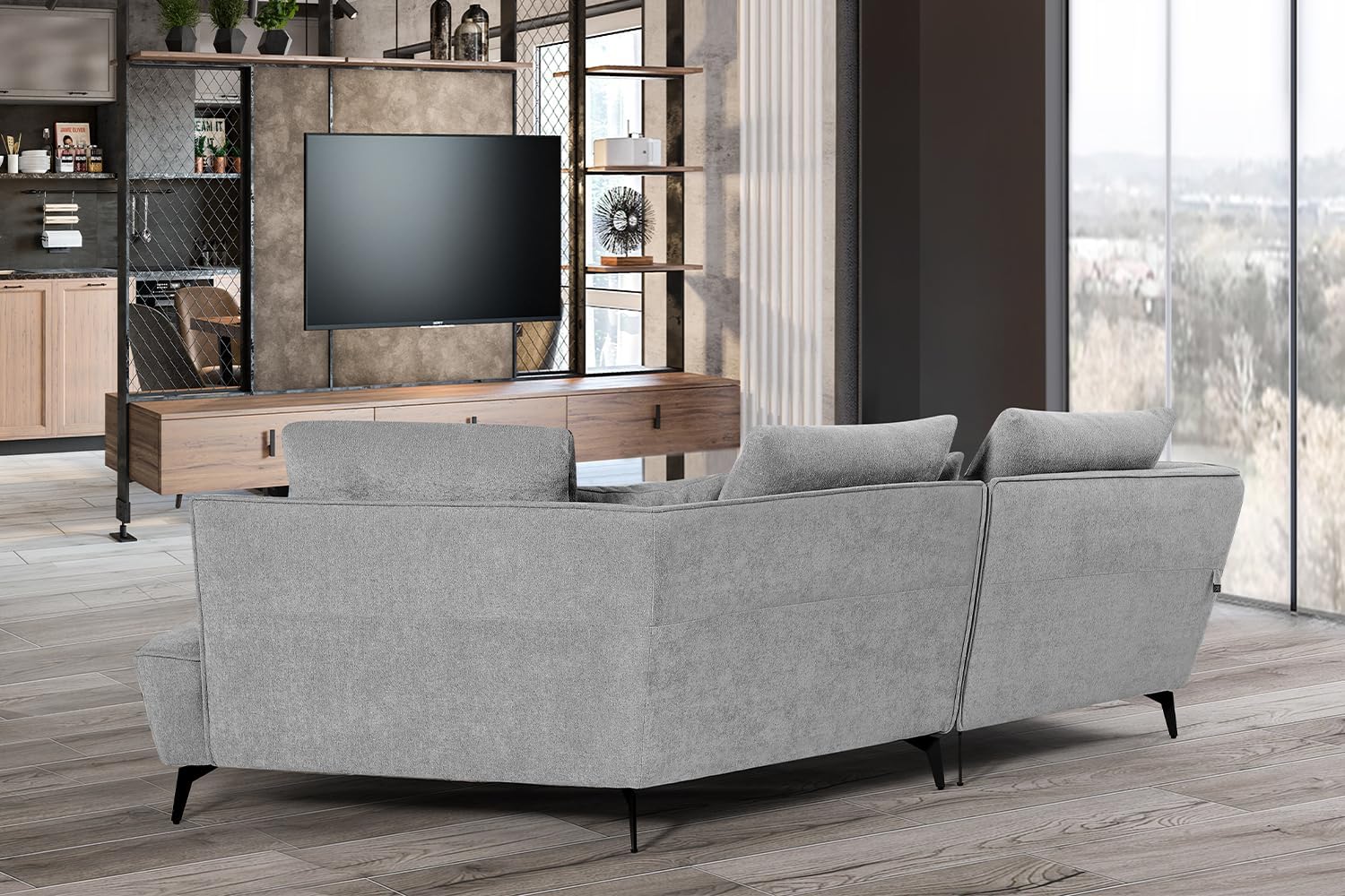 KAWOLA Sofa Garbo Designsofa Stoff grau rechts offen