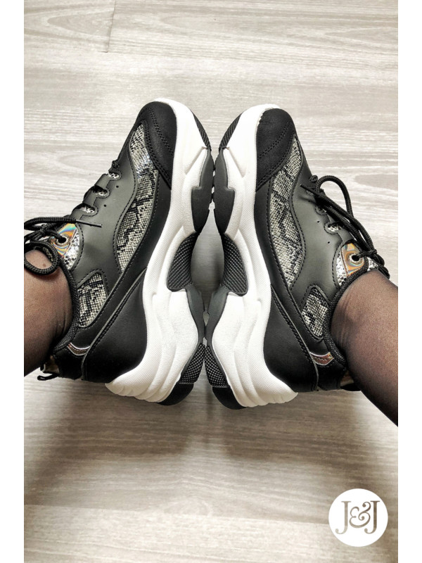 Baskets python noires 'Anais'