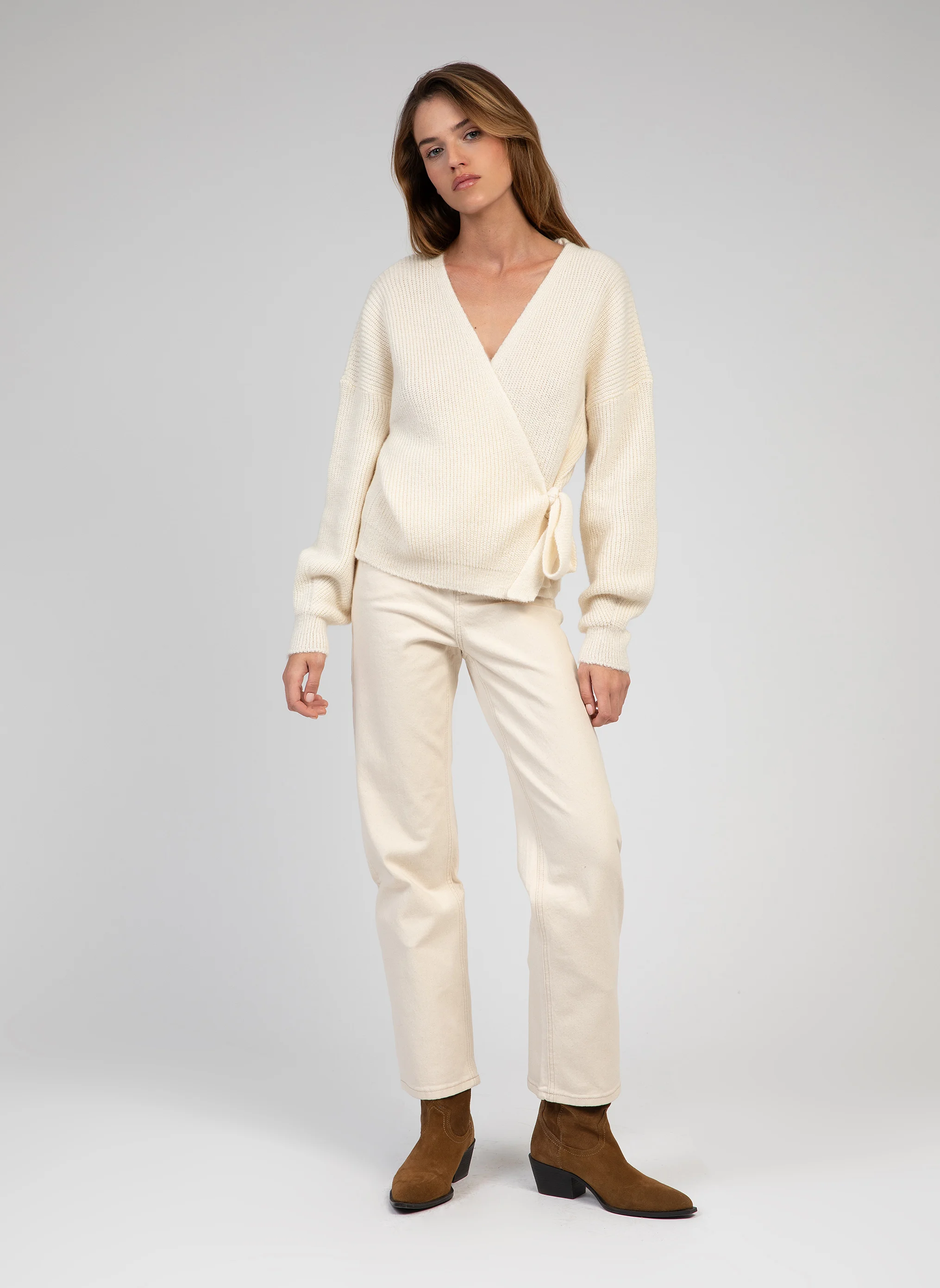 LENINONA - Cardigan col V| Blanc