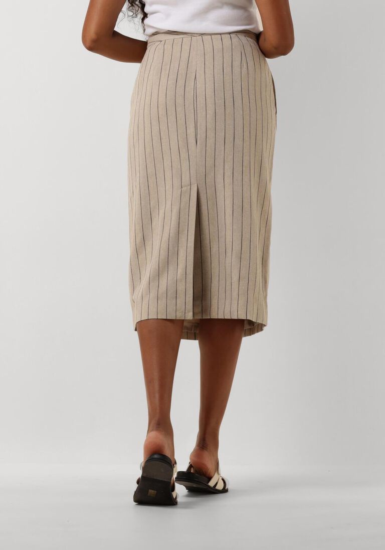 beige co'couture midirok linen pin pencil skirt