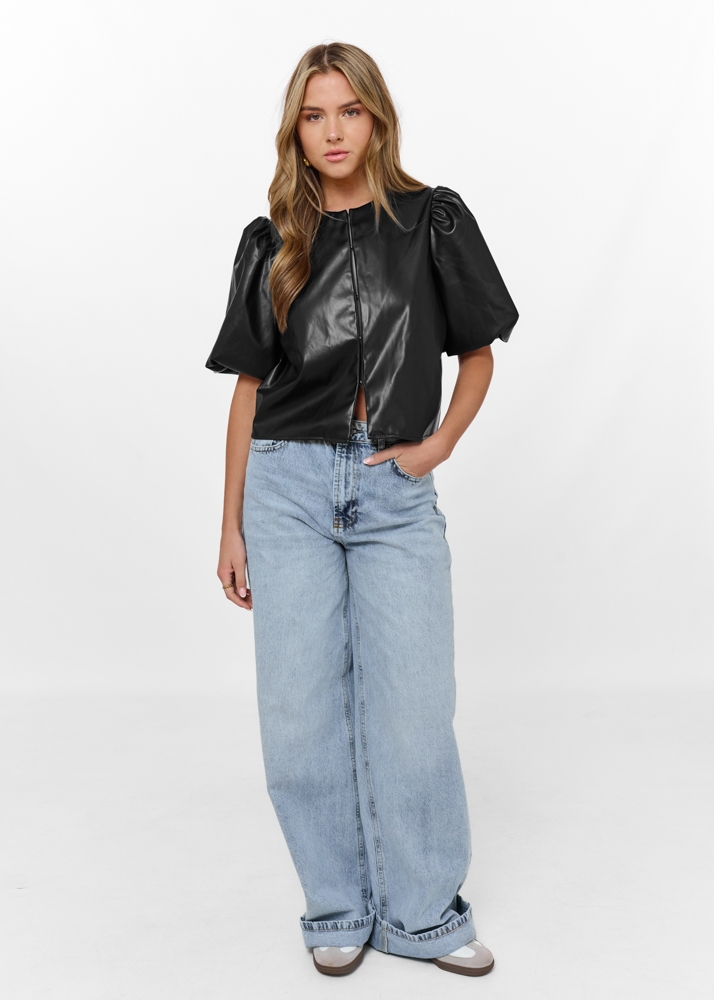 Lana leren top zwart
