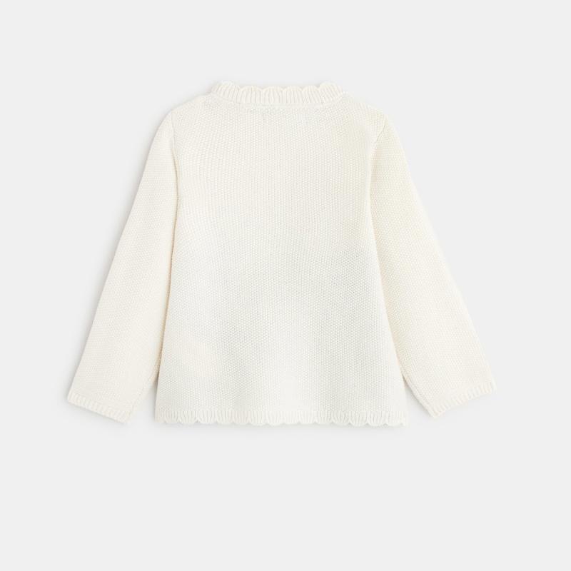 Pull tricot fleur brodée gris bébé fille Gris ou noir