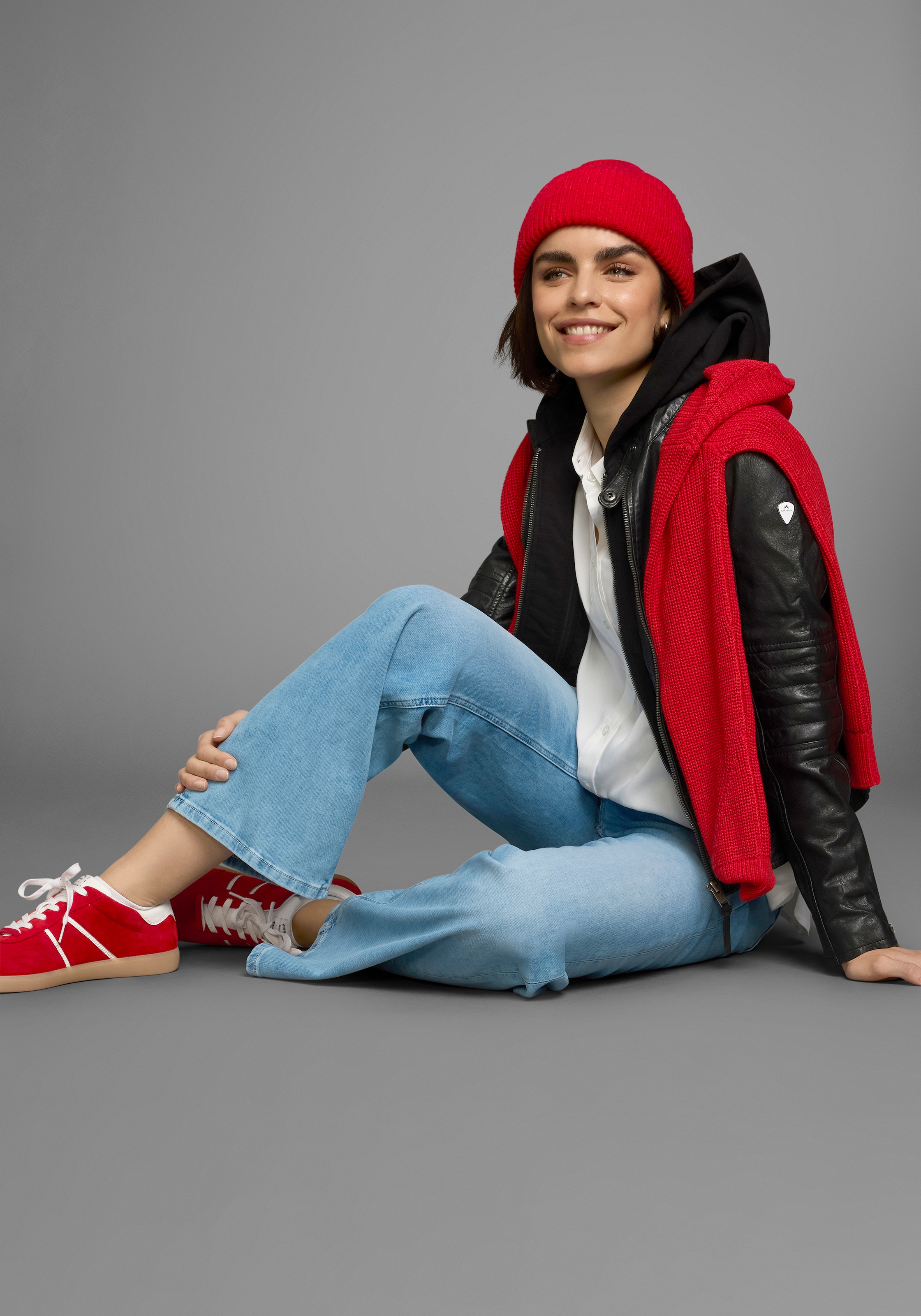 ALPENBLITZ Lederjacke »Lissabon« mit Kapuze für Sommer und Übergangszeit,  aus Lammnappaleder,  stylisch