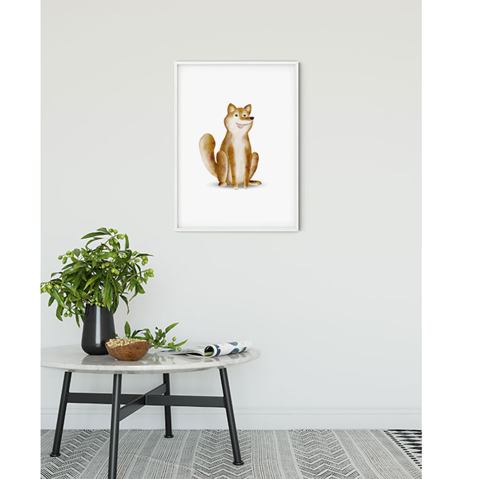Wandbild CUTE ANIMAL DOG - weiß-braun - 50x70 cm