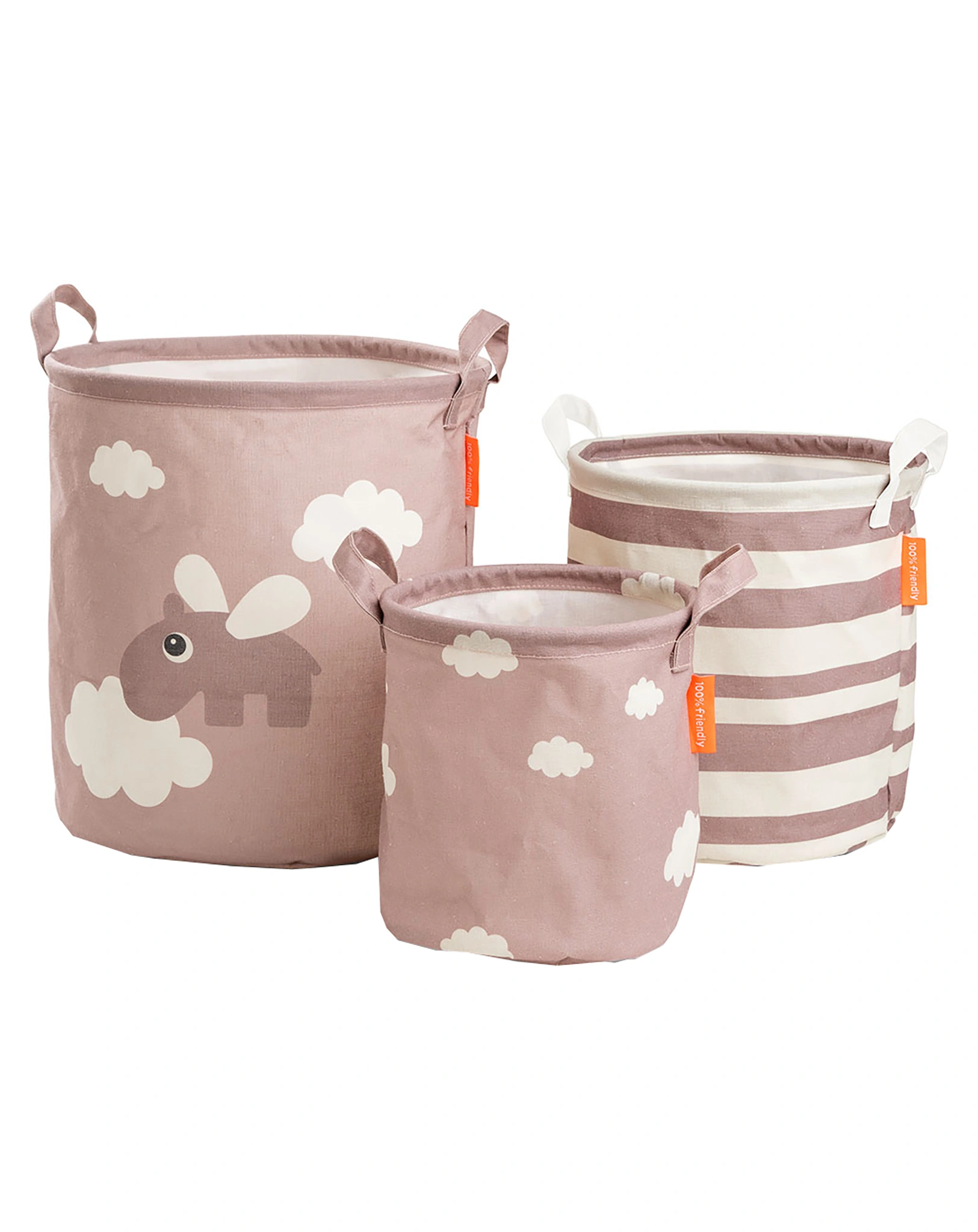 Aufbewahrungskorb HAPPY CLOUDS 3er-Set in rosa