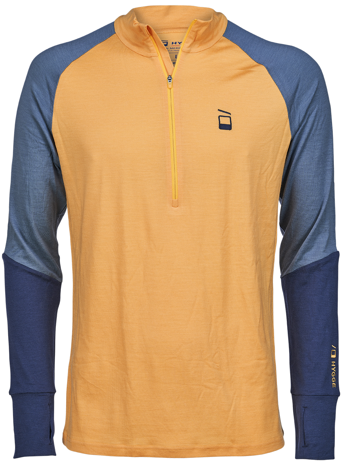 HyggeWool Zip Neck Herre Mørkeblå/Sjøgrønn/Gul