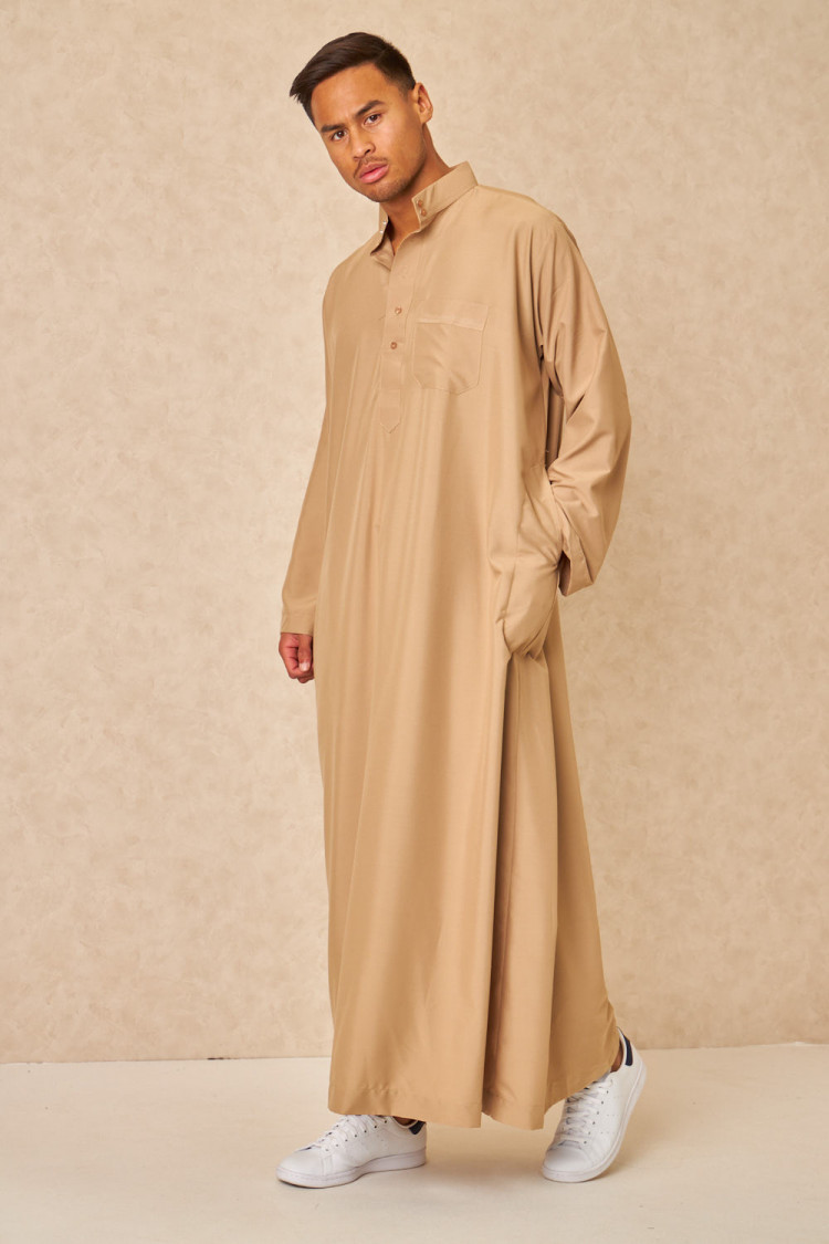 Ensemble 2 pièces qamis + pantalon beige foncé