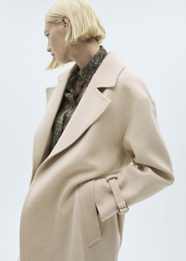 MANGO Maxi lapel Manteco wool coat Lt pastel grey