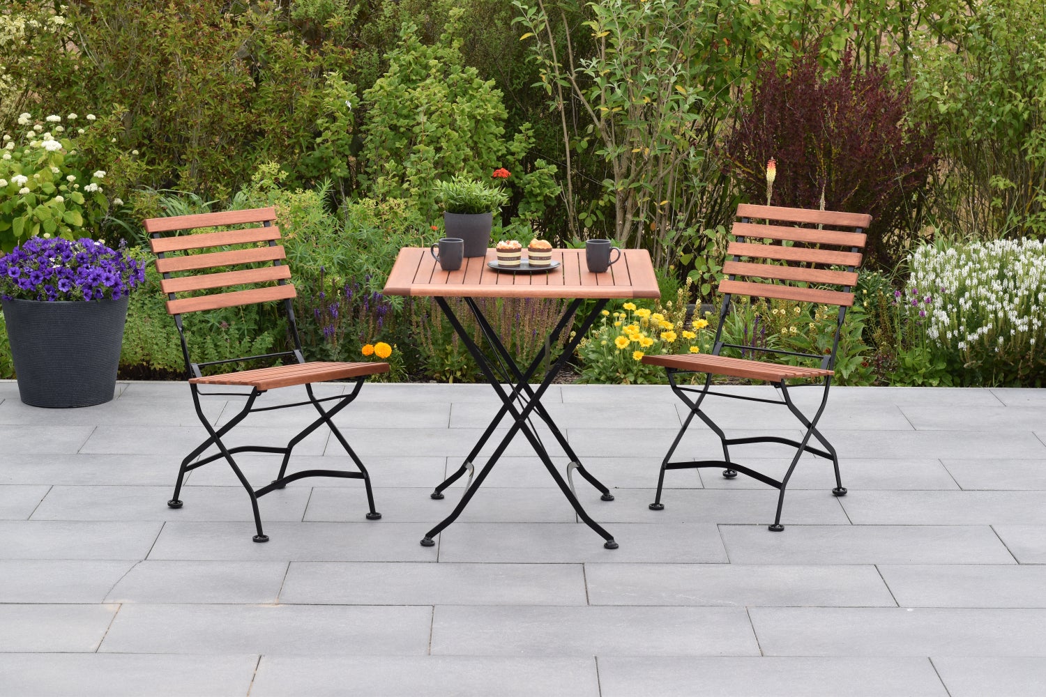 Kasteeltuinset 3-delig, klapstoelen, tafel 75 x 75 cm
