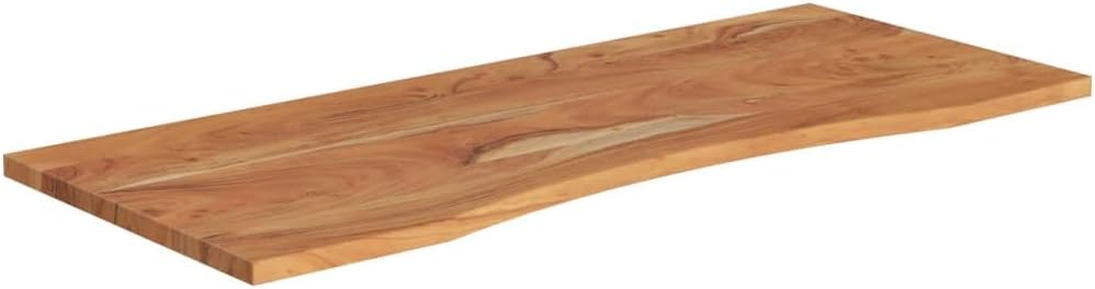 Tischplatte aus massivem Akazienholz, 120 x 50 x 2,5 cm, rechteckig mit gebogenem Rand, für Büro und Zuhause, robuster und langlebiger Tisch mit natürlicher Oberfläche, glatte Oberfläche