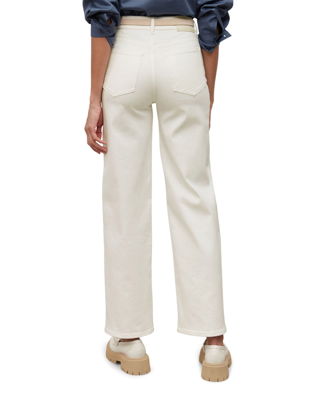 Marc O'Polo Jean taille haute Wideleg blanc