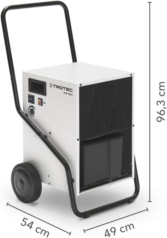 TROTEC Luftentfeuchter TTK 170 S – Leistung 50 L/Tag – Fläche 180 m² / 450 m³ – Bautrockner – für große Räume