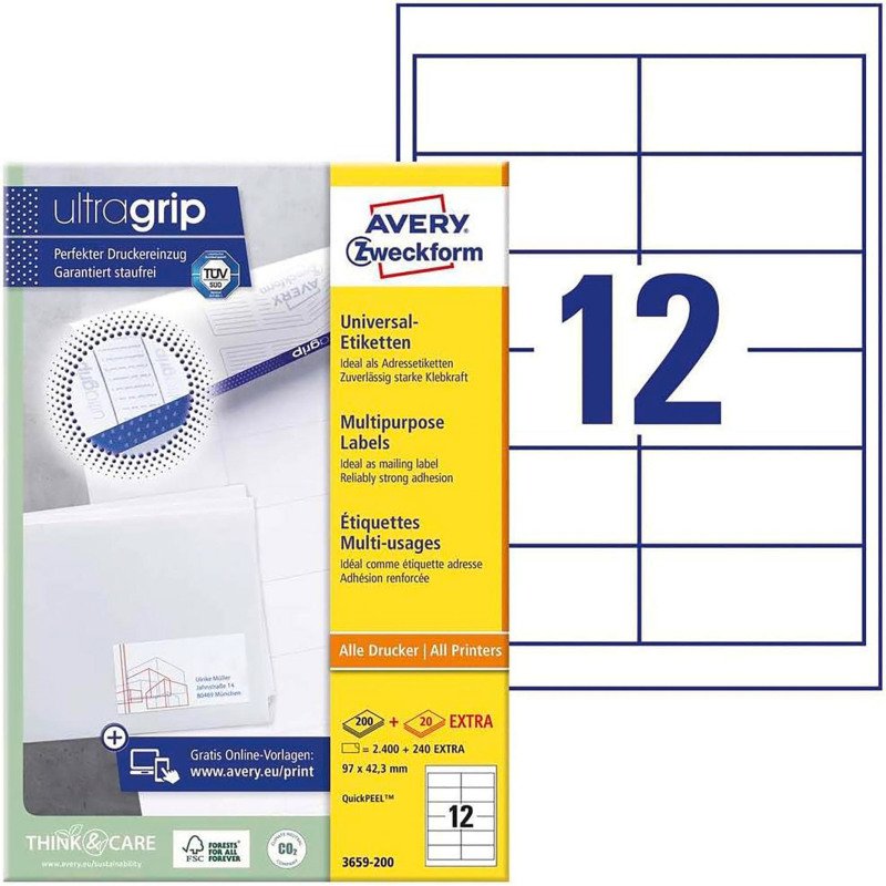 Etiquette universelle, 97 x 42,3 mm, blanc