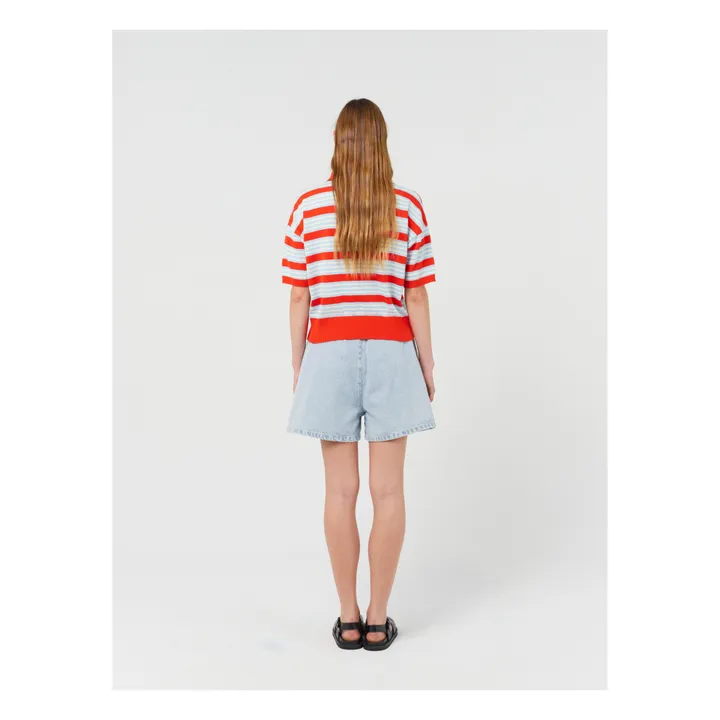 Bobo Choses Pull Col Polo Rayures Coton Bio x Smallable | Bleu