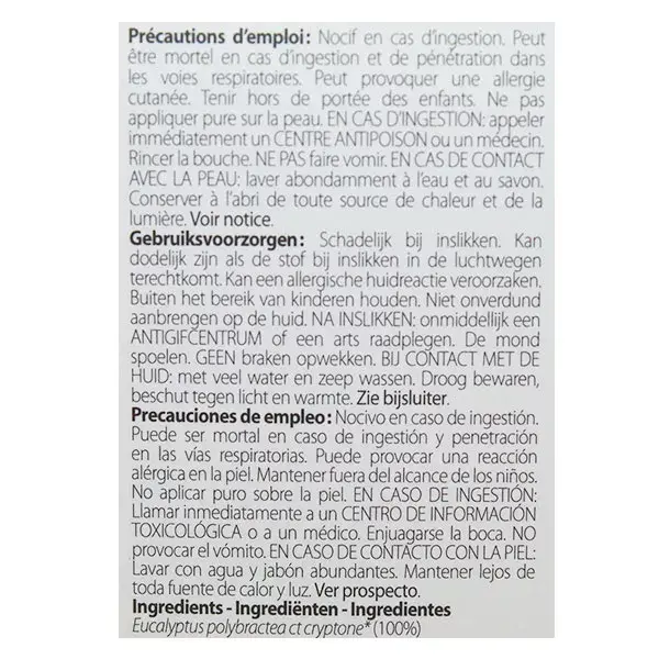 Óleo Essencial de Eucalipto Orgânico Pranarom com Criptona 10ml