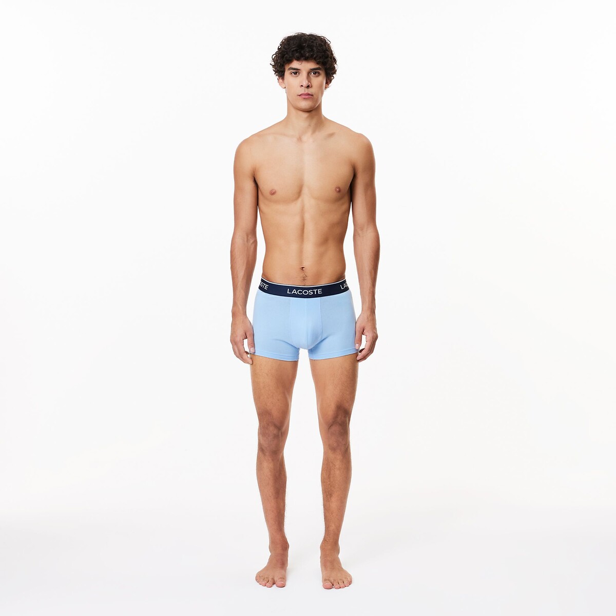 LACOSTE<br>Conjunto de 3 cuecas boxer lisas, algodão elástico