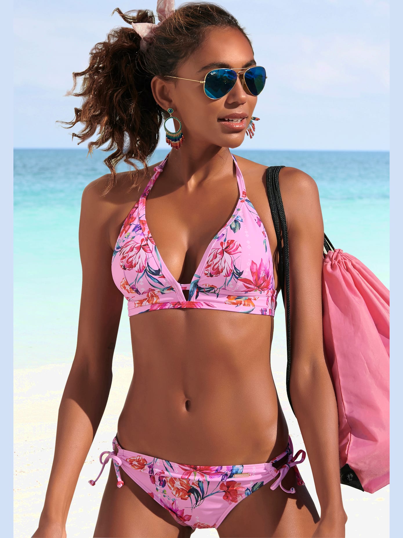 Haut de bikini triangle imprimé floral moderne