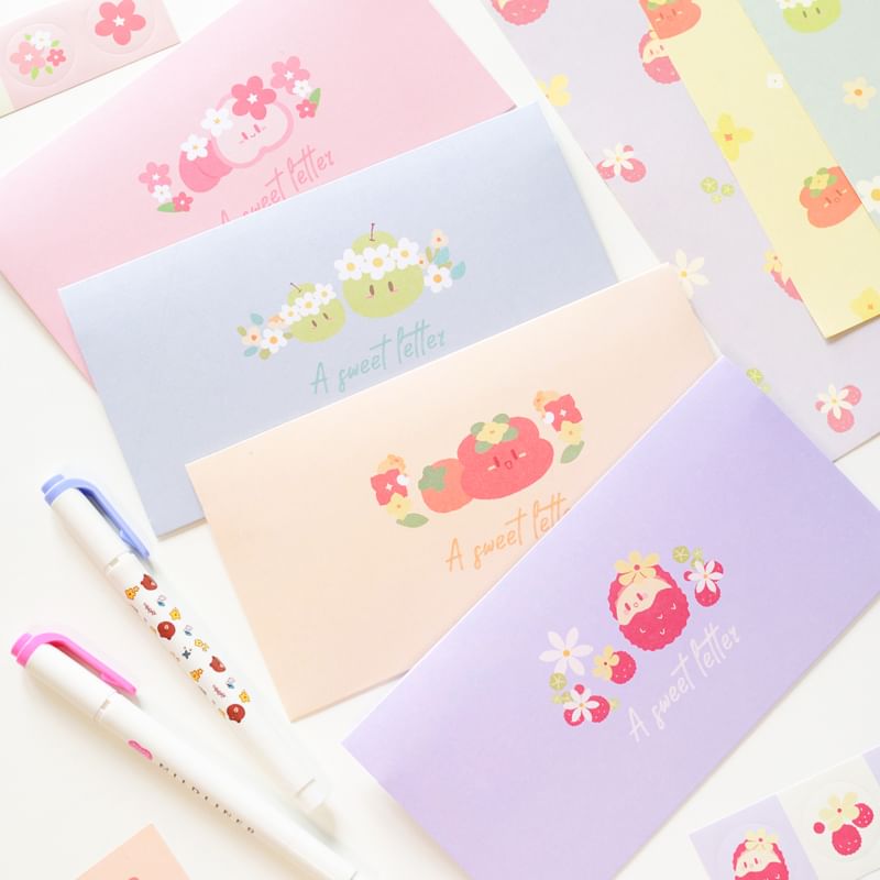 Leuke essentials - Set: Cartoon envelop + briefpapier (verschillende ontwerpen)