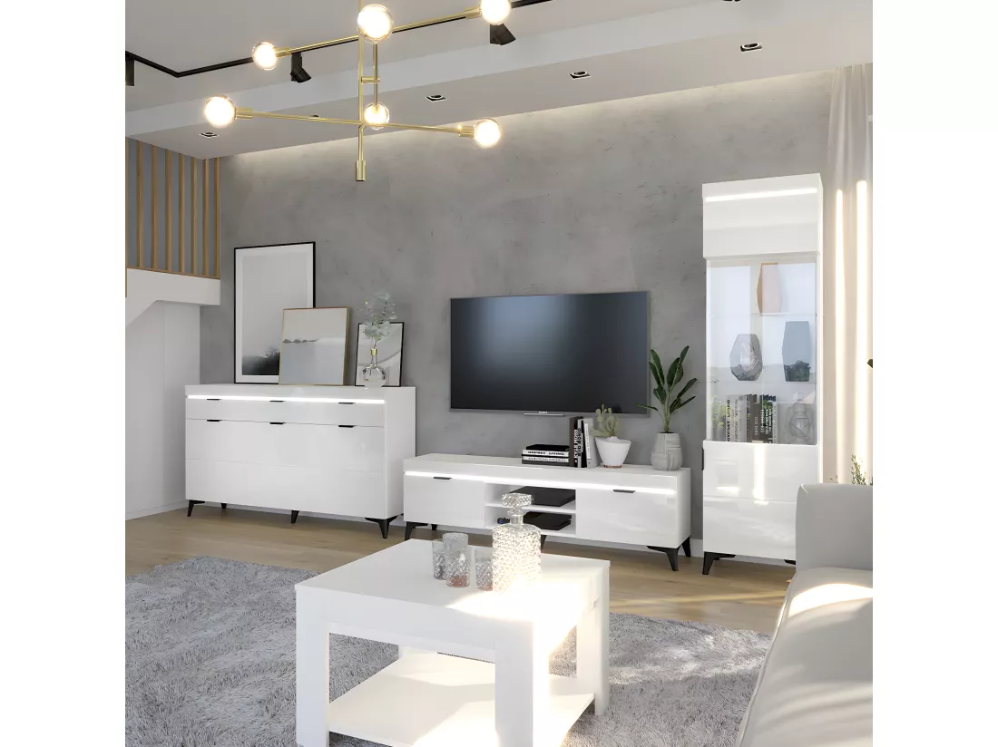Vitrine 1 porte LED inclus Ruben Blanc