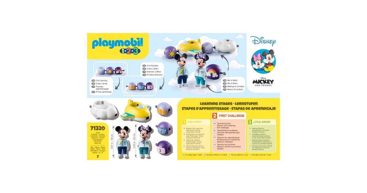PLAYMOBIL1.2.3 - Mickey Mouse Wolkentrein Constructiespeelgoed  (71320)
