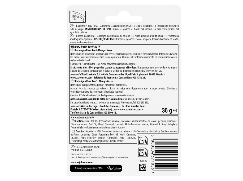 BLOCO SANITÁRIO PATO ÁGUA ROSA 36G