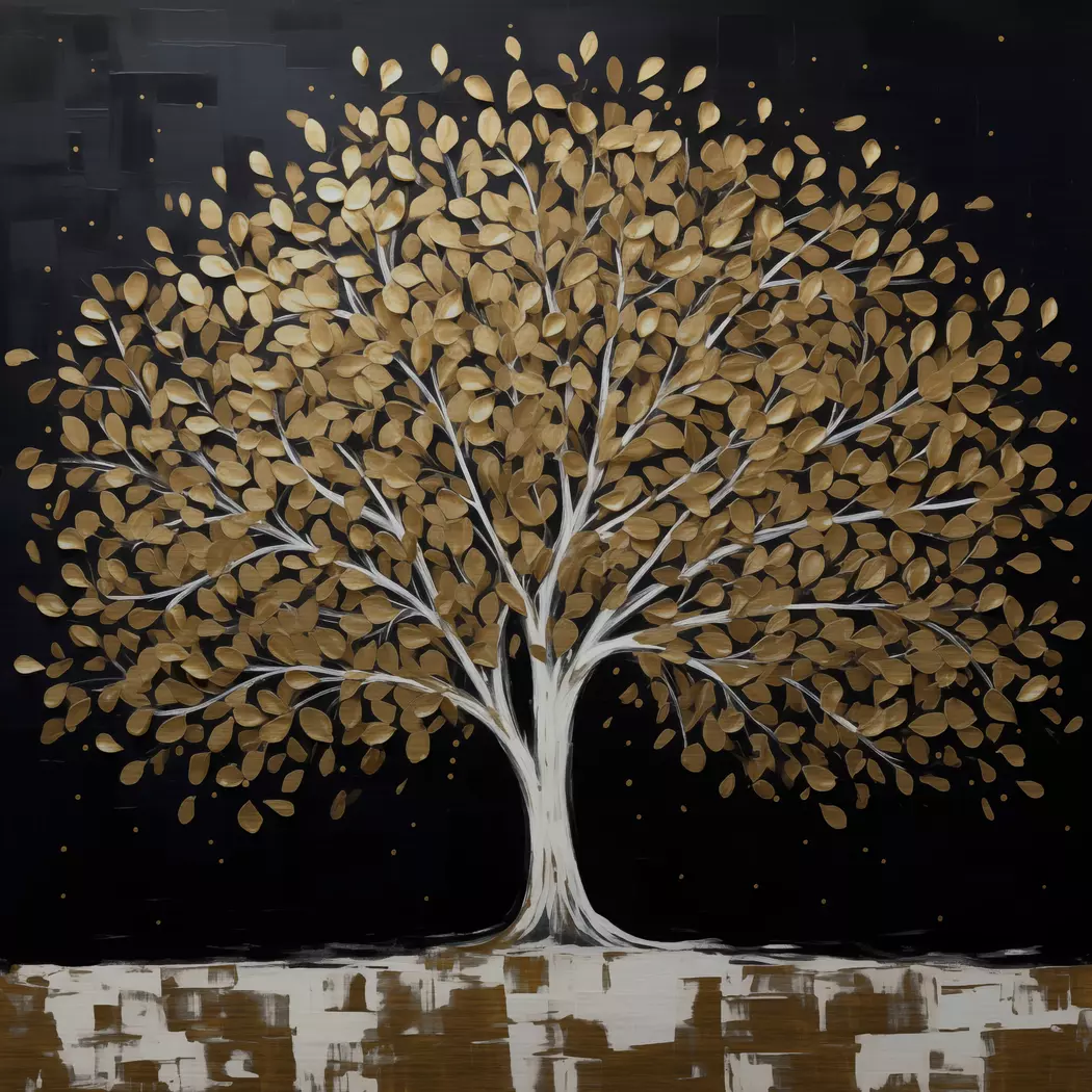 Wandbild 50 x 50 cm Golden Tree II