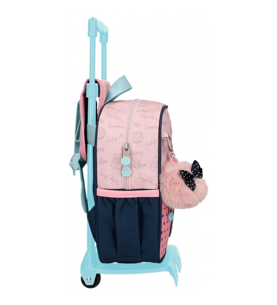 Mochila pequena com rodas Enso Bonjour, rosa