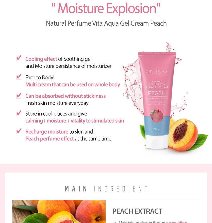 ROUND ME - Natural Vita Aqua Gel Cream Peach