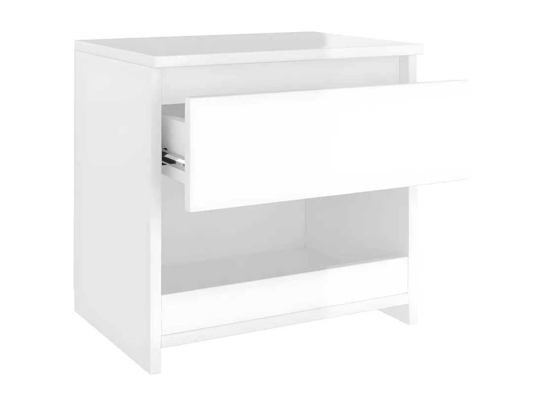 Table de chevet blanc brillant 40x30x39 cm bois d’ingénierie