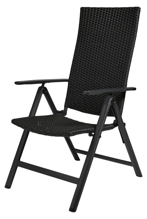 Havestol i sort aluminium og rattan