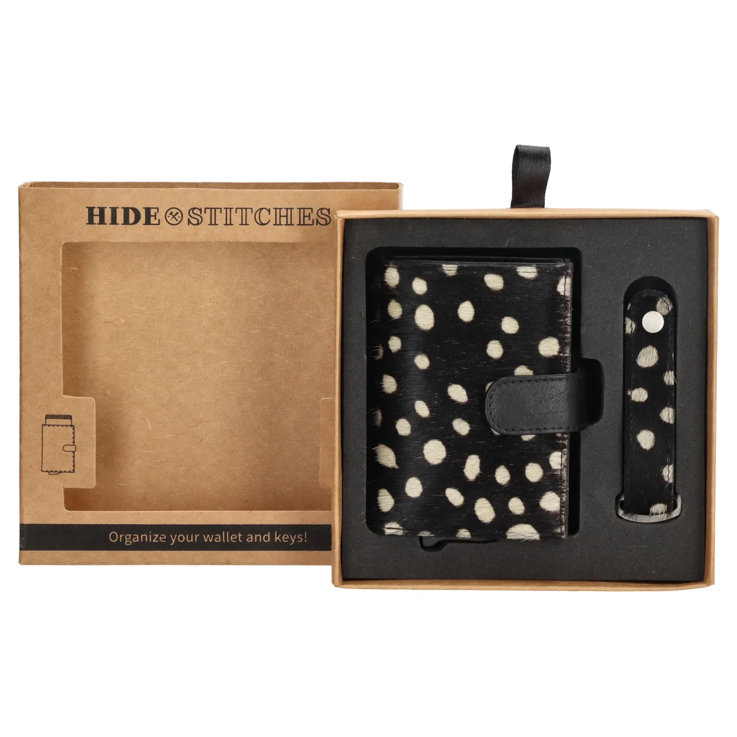 Hide & Stitches Wallowa Safety Wallet Jachtluipaard Zwart Wit