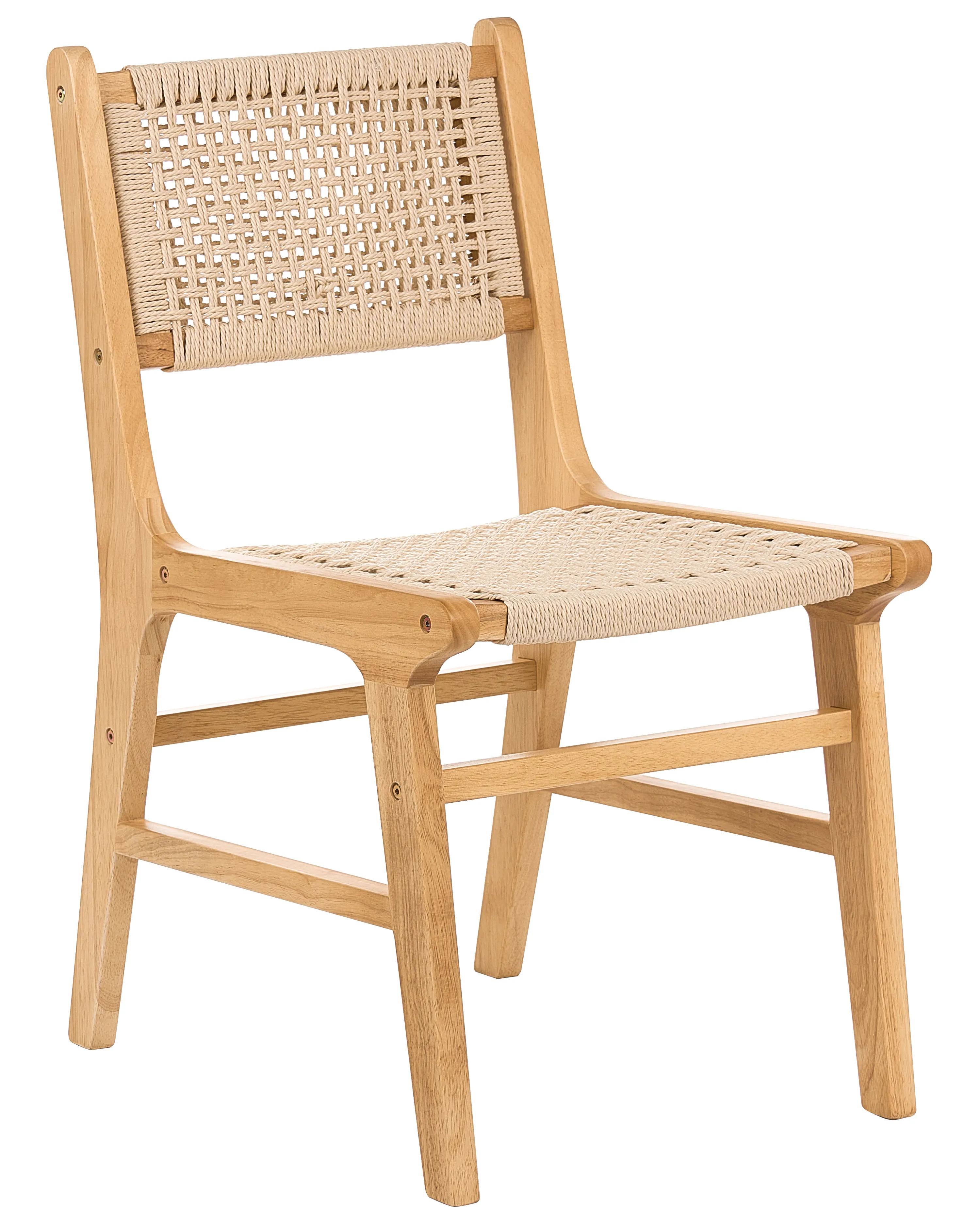 Set van 2 eetkamerstoelen OZELLA Hout Bruin/beige
