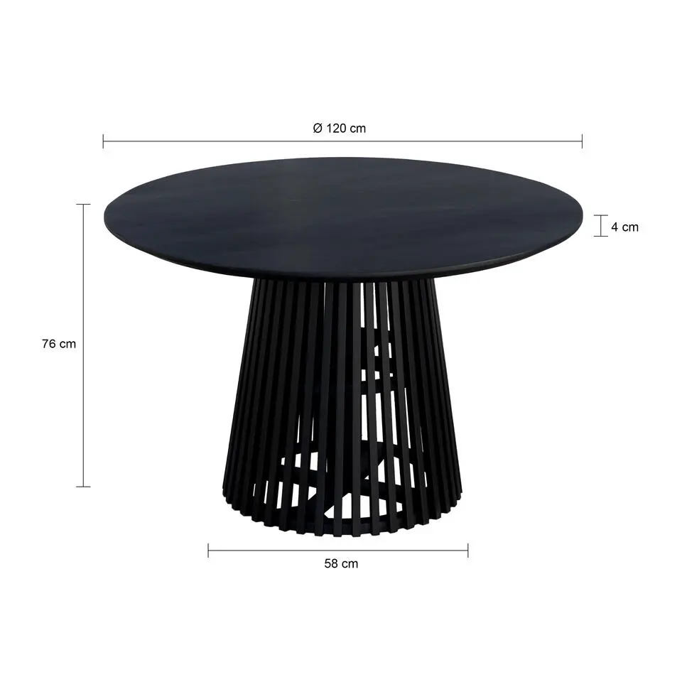 Lewis & Loft Eettafel Levi – Rond – Ø120 cm – Zwart