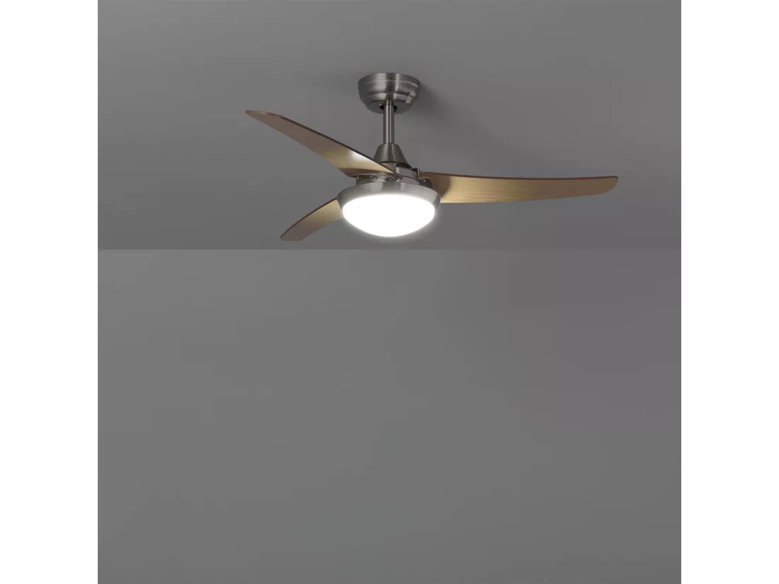 Ventilateur de Plafond Silencieux Neil Bois 107cm Moteur DC Argent