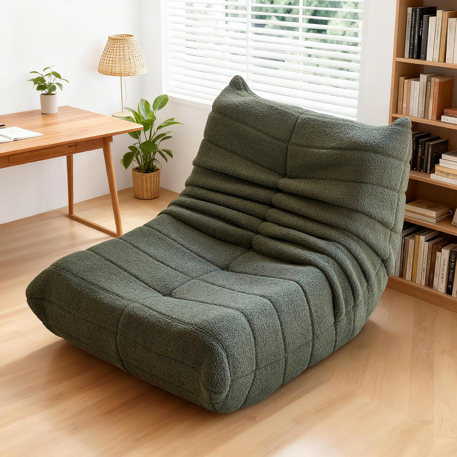 okwish Sitzsack Sofa Bodensofa, Bodenstuhl mit Rückenlehne, Lesesessel Bequem XXL, Lazy Sofa, Bean Bag Chair für Schlafzimmer Wohnzimmer, Liegesessel Grün