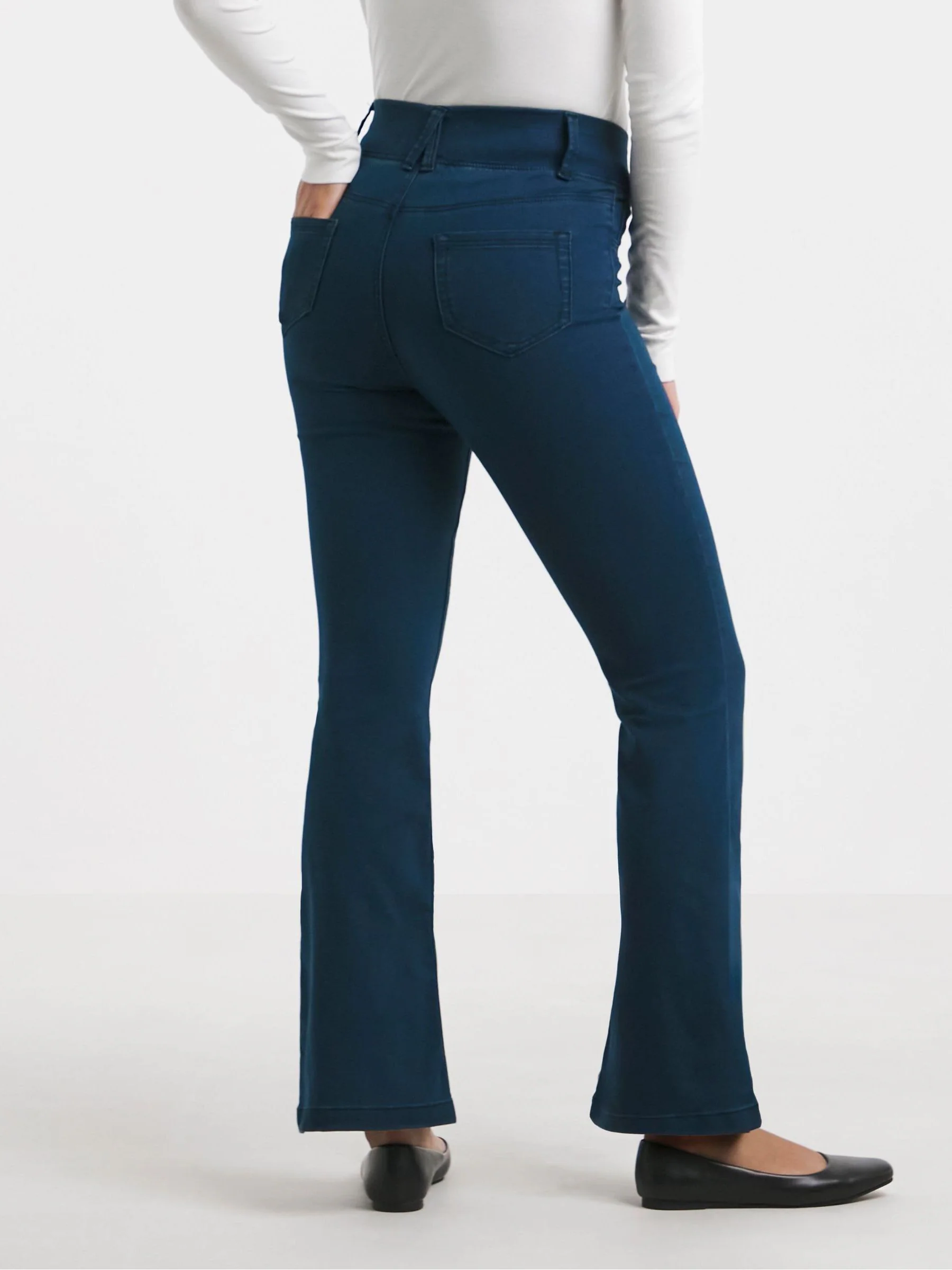 Blauw - Simply Be jegging met uitlopende pijpen en elastische taille