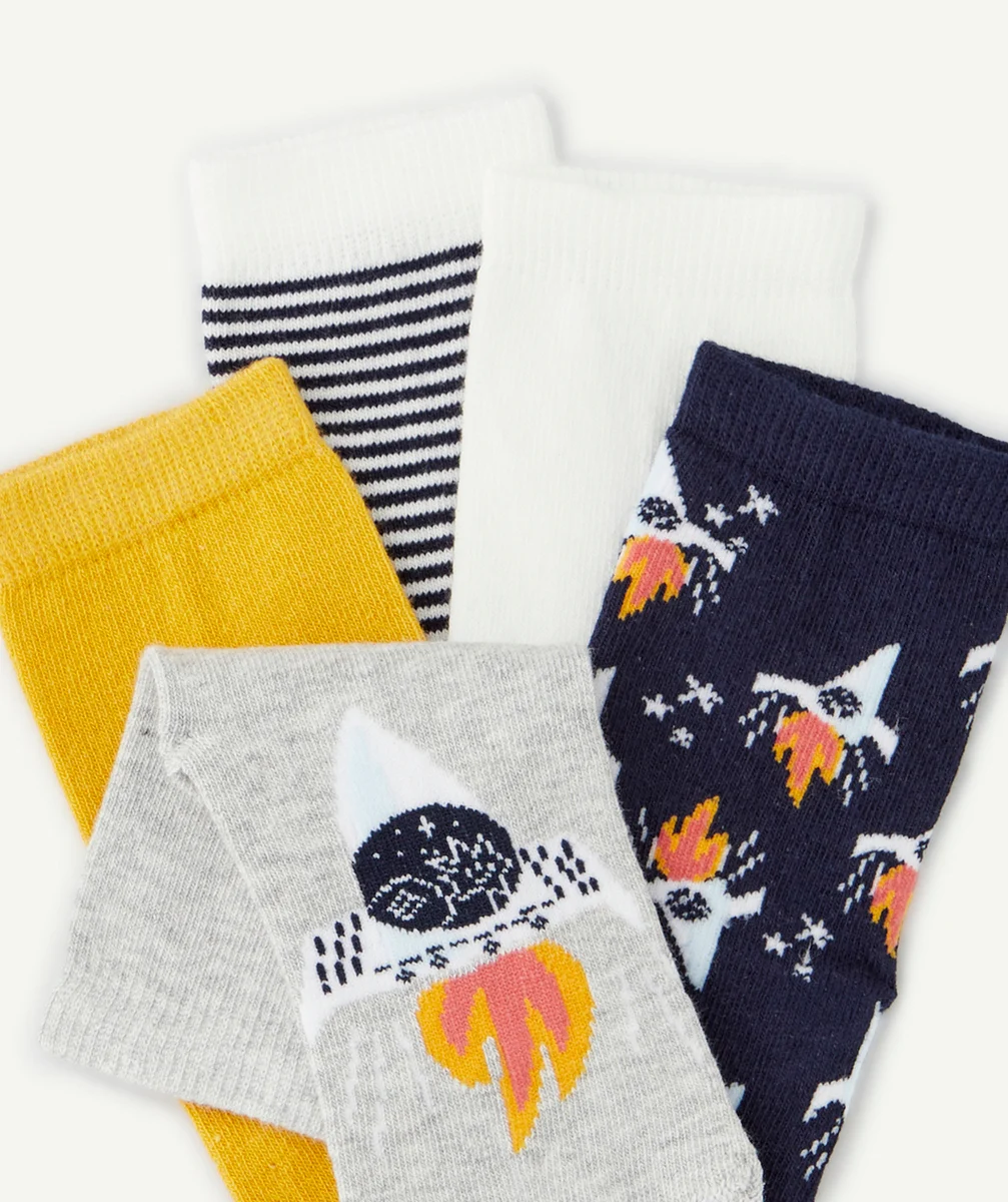 LOT DE 5 CHAUSSETTES HAUTES GARÇON THÈME FUSÉES