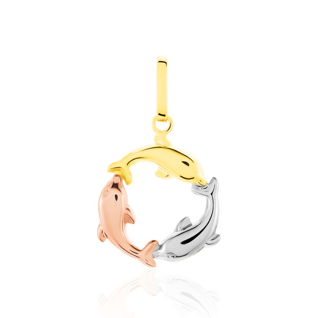 Pendentif Haizia Trio Dauphins Or Tricolore