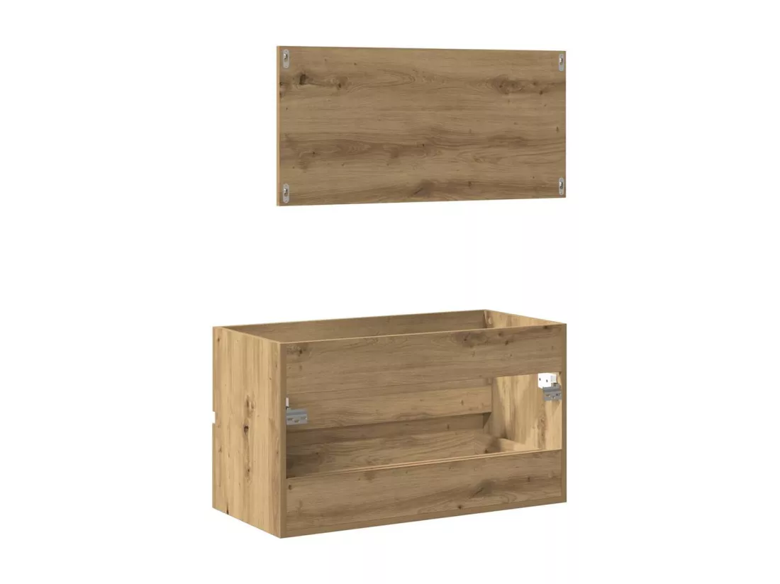 Armoire de salle de bain avec miroir chêne artisanal