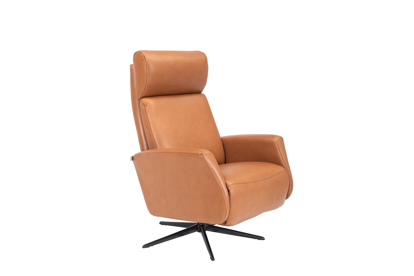 Argo lenestol Hud Semi 376 Light Cognac, Polaris sokkel i sort og med integrert fothviler. Manuell funksjon