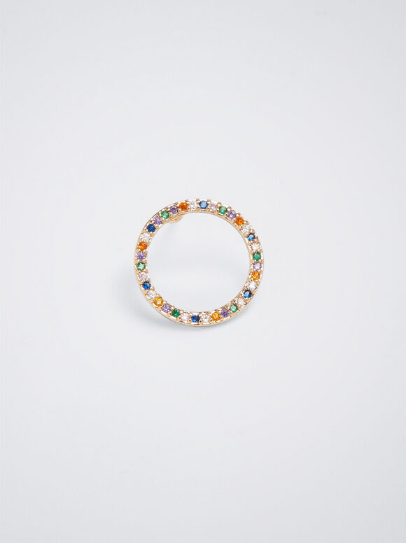 Brincos de ouro com zircônias - Multicoloridos