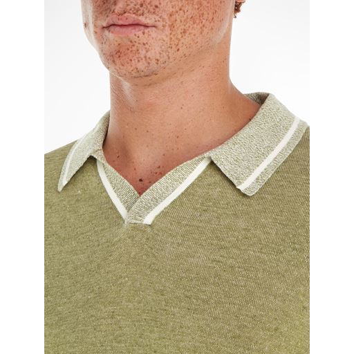 Tommy Hilfiger Tipped Strikket Polo, Faded Olive Heather, XL