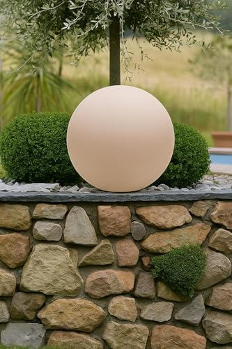 8 seasons design LED Kugelleuchte 40 cm Shining Globe (sand), E27, Leuchtmittel warmweiß – wetterfest – Kugellampe für außen (Garten, Terrasse, Balkon) und innen – robust & langlebig