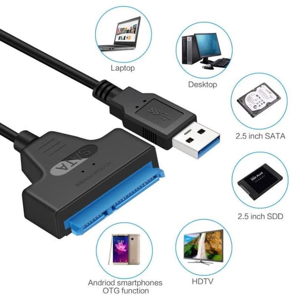 Høyhastighets SATA til USB 3.0-adapterkabel
