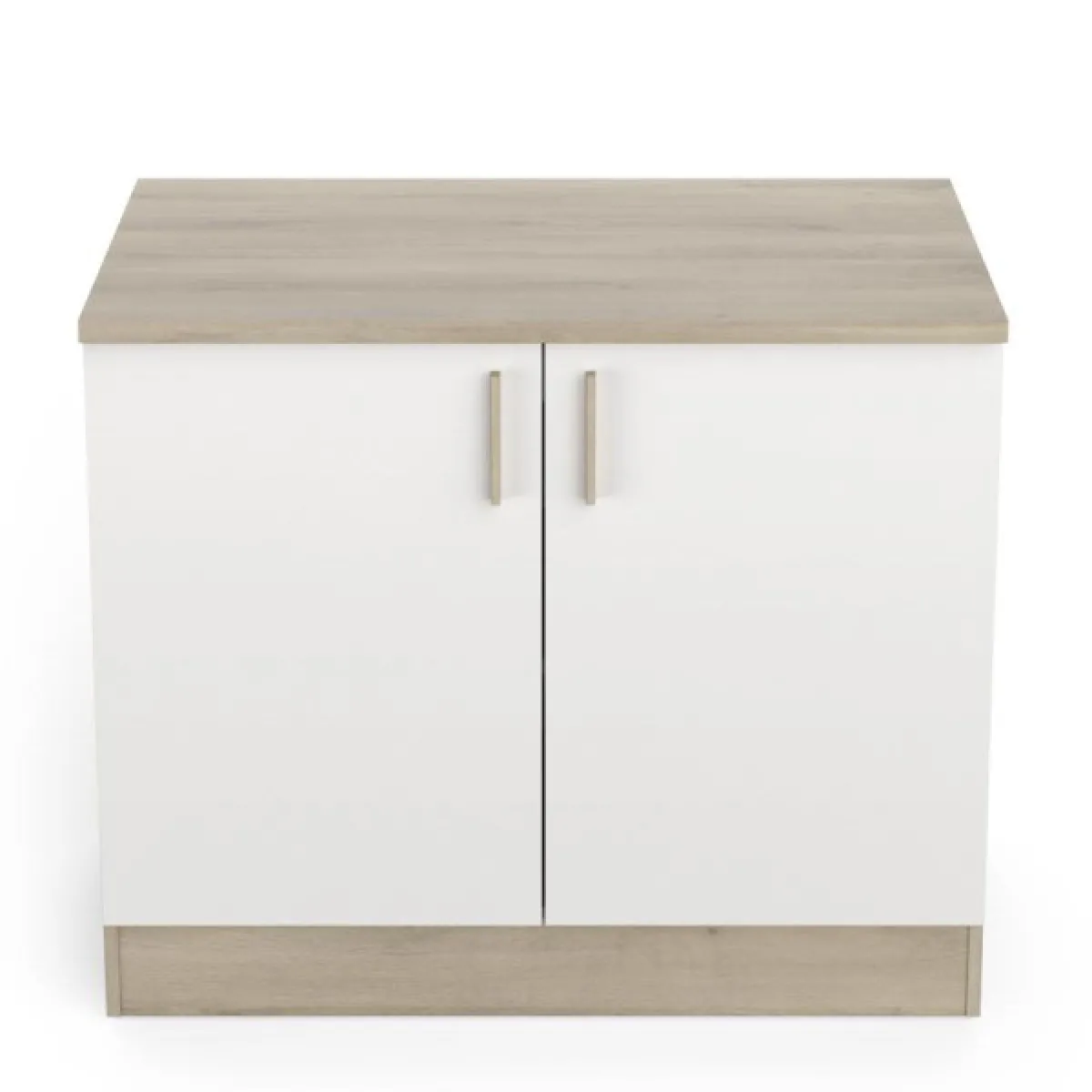 dansmamaison Meuble Bas Cuisine 100cm Blanc/Chêne