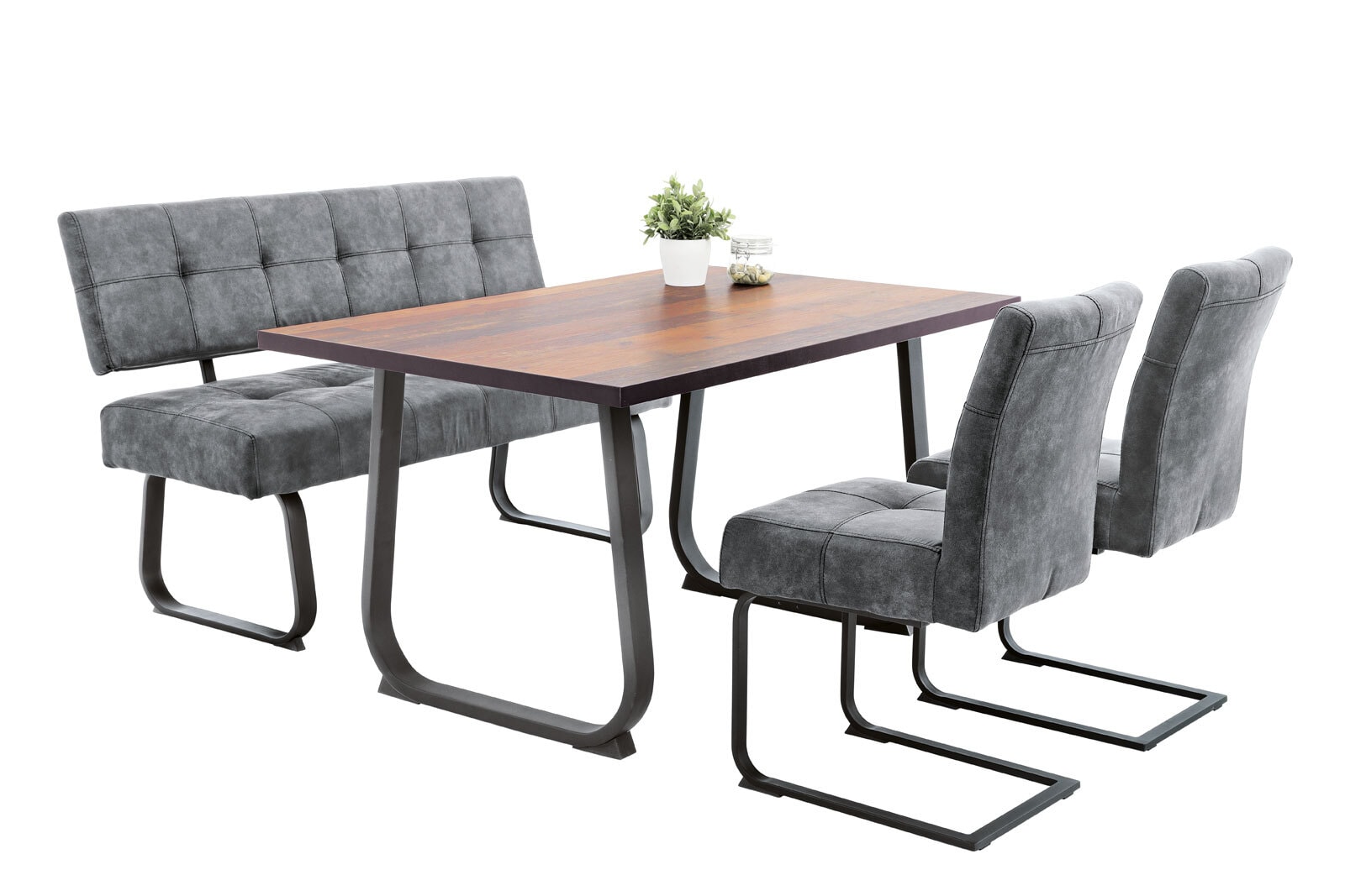 Bank Luise mit Rückenlehne Vintage Anthrazit 140 x 92 x 64 cm