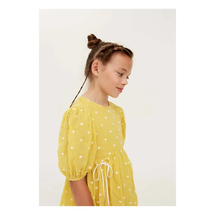 The Middle Daughter Robe en Voile de Coton à Pois | Jaune