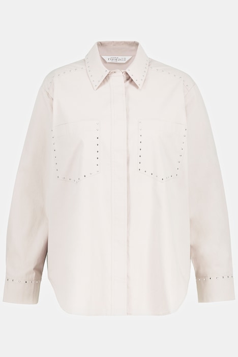 Hemdbluse, Loose Fit, Zier-Nieten, Langarm